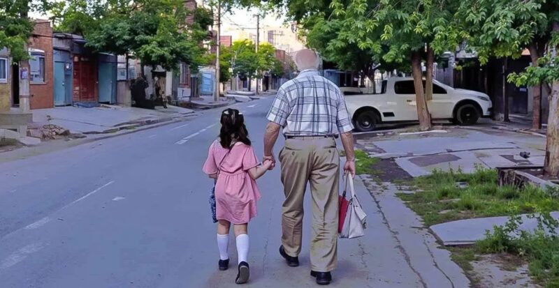 Le héros du jour, c'est "Grandpa Tito" : Cet arrière-grand-papa accompagne son arrière-petite-fille pour la rentrée scolaire