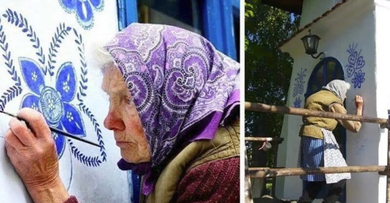 Une mamie de 90 ans transforme un petit villaage en galerie d'art en peignant des fleurs sur les maisons