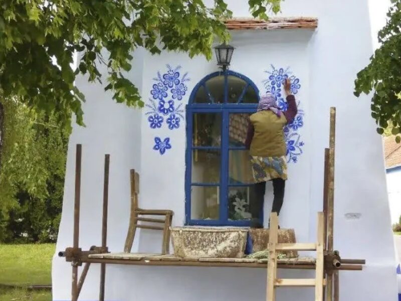 Une mamie de 90 ans transforme un petit villaage en galerie d'art en peignant des fleurs sur les maisons