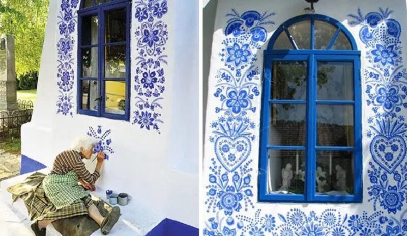 Une mamie de 90 ans transforme un petit villaage en galerie d'art en peignant des fleurs sur les maisons