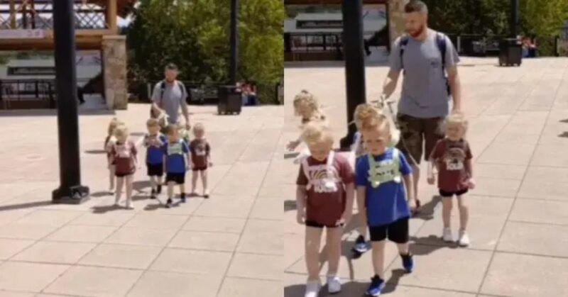Ce père de famille qui promène ses cinq enfants avec une longe provoque le courroux des internautes