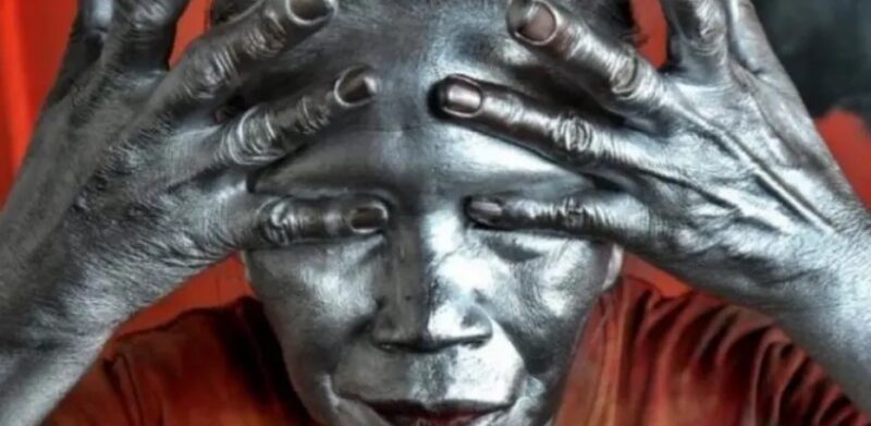 Une grand-mère formidable accomplit chaque jour le rôle de statue vivante pour nourrir son petit-fils de 2 ans