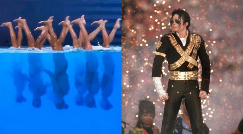 Les nageurs artistiques des Jeux olympiques d'Amérique chantent Michael Jackson lors du spectaculaire Moonwalk sous l'eau