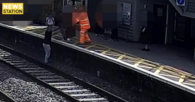 Un bambin sauvé des rails d'un train après être tombé quelques secondes avant qu'il ne roule à toute vitesse