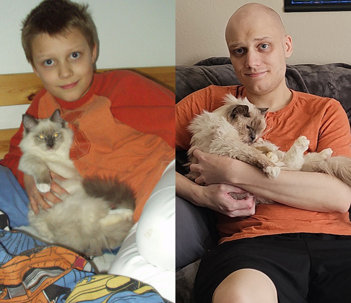 Un homme a recréé un cliché datant de vingt ans avec le chat de son enfance avant de l'endormir, ce qui a déclenché un véritable émoi sur Internet