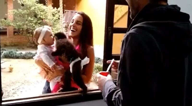 Ah ! Quand un bébé singe continue d'embrasser une petite fille, sa réaction est extraordinaire !