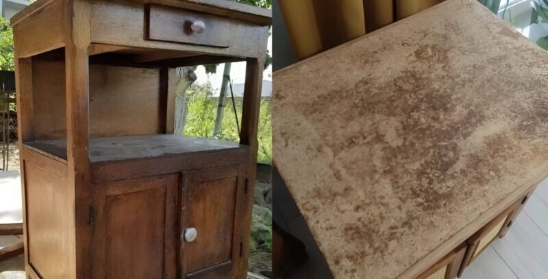 J'ai trouvé une vieille commode sans tiroirs près de la poubelle et je l'ai complètement transformée en un meuble raffiné