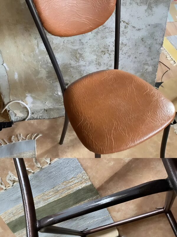 Les anciens propriétaires ont laissé des meubles sur place : Nous avons récupéré une vieille chaise et l'avons transformée en un siège design
