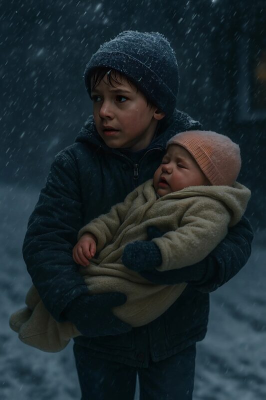 Il traverse seul une tempête avec sa sœur dans les bras, mais ce que font leurs parents glace le sang